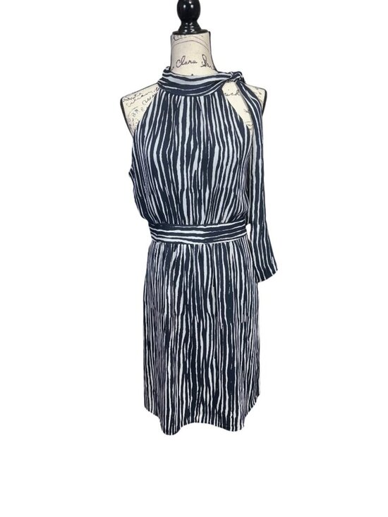Banana Republic Dresses & Skirts - Striped Halter Tie Neck Dress With Belted Waist - Black & White - Size S - New W